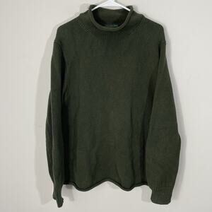 J. CREW 1988 Cotton Rollneck Sweater in Olive Army Green Mens Large Knit Oarsman